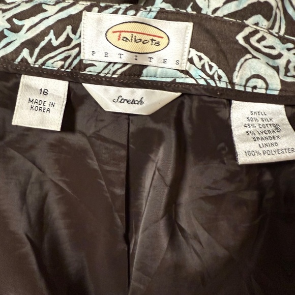 Talbots Stretch Straight Leg Pants SZ 18 Casual Office Teal Brown - Picture 3 of 5